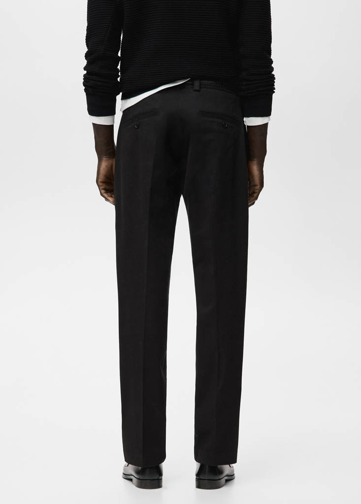 Regular-fit cotton trousers — Black