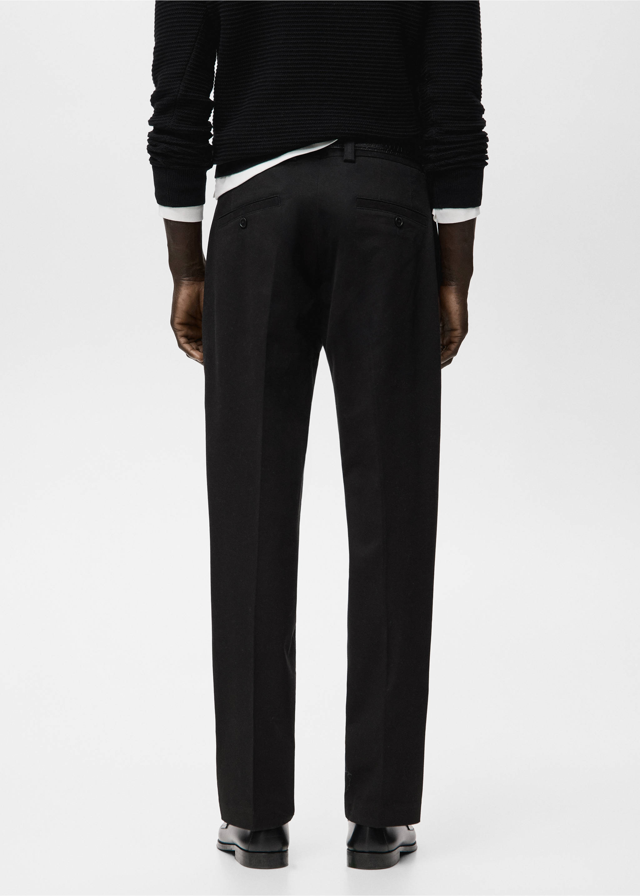 Regular-fit cotton trousers - Reverse of the article, Black. Ref: 27081257-00.