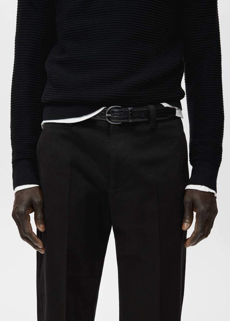 Regular-fit cotton trousers — Black