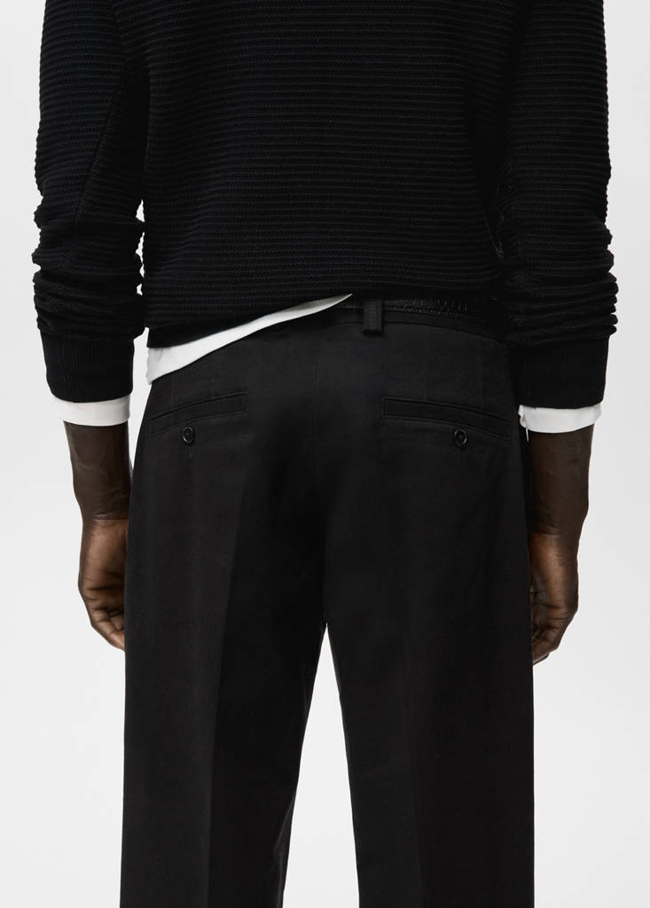 Regular-fit cotton trousers — Black