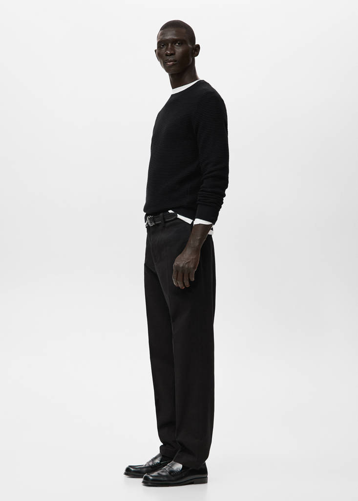 Regular-fit cotton trousers — Black