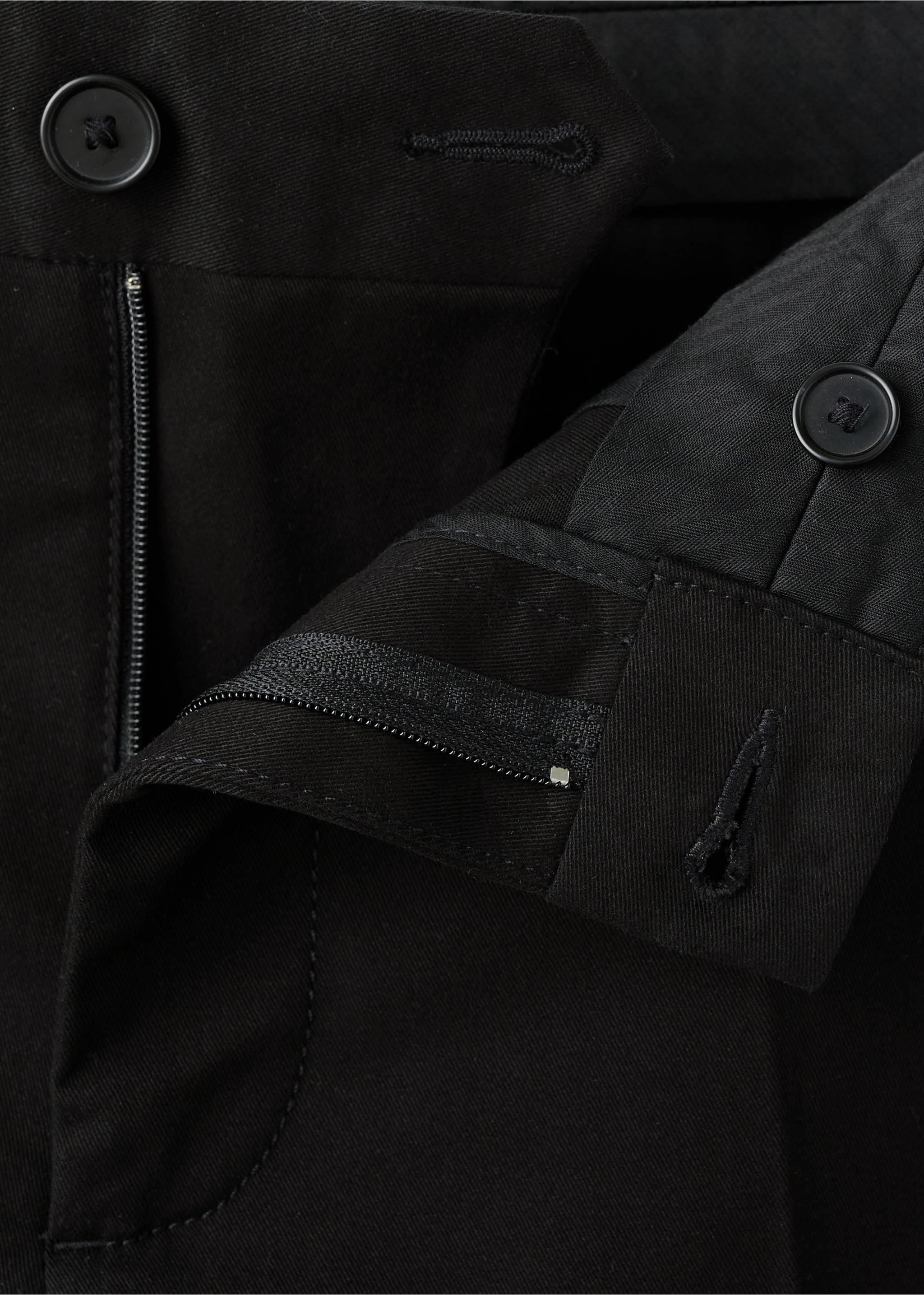 Regular-fit cotton trousers - Details of the article 0, Black. Ref: 27081257-00.