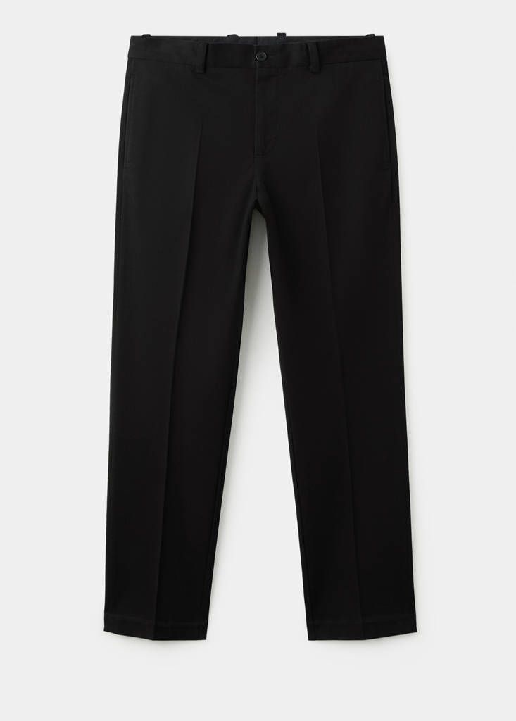 Regular-fit cotton trousers — Black