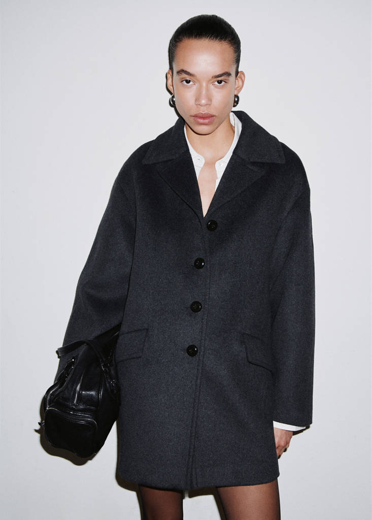 Wool-blend coat with button fastening — Grey