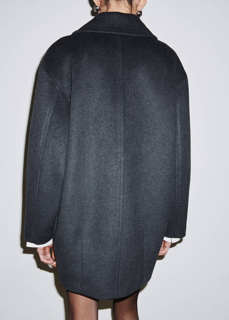 Wool-blend coat with button fastening — Grey
