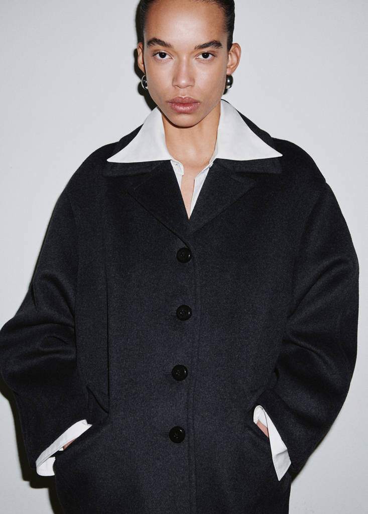 Wool-blend coat with button fastening — Grey
