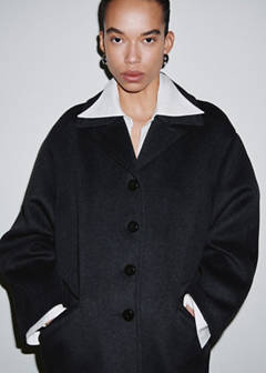 Wool-blend coat with button fastening — Grey 5