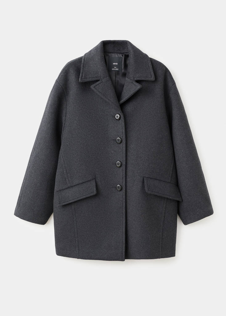 Wool-blend coat with button fastening — Grey