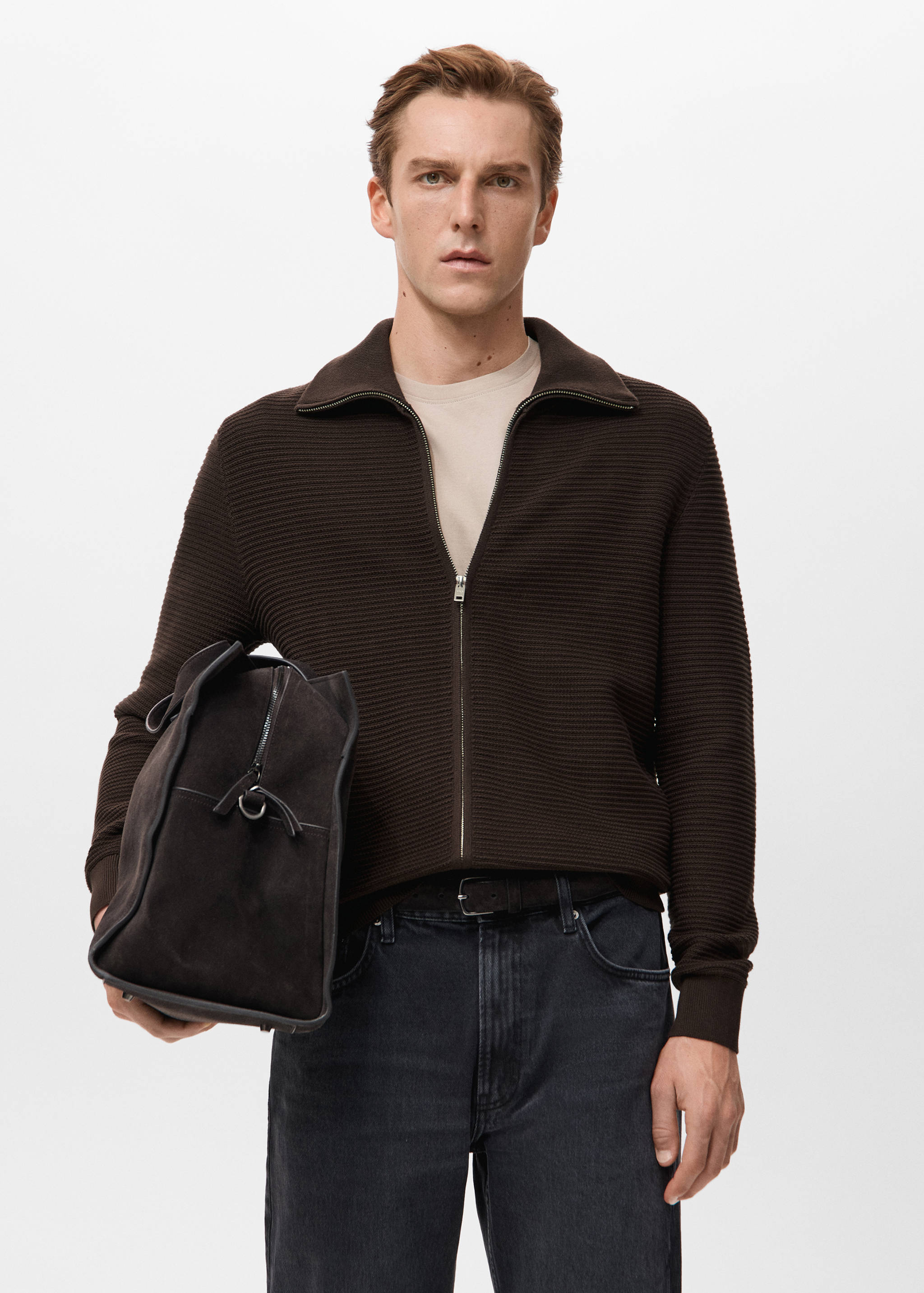 Cárdigan punto estructura cremallera - Plano medio