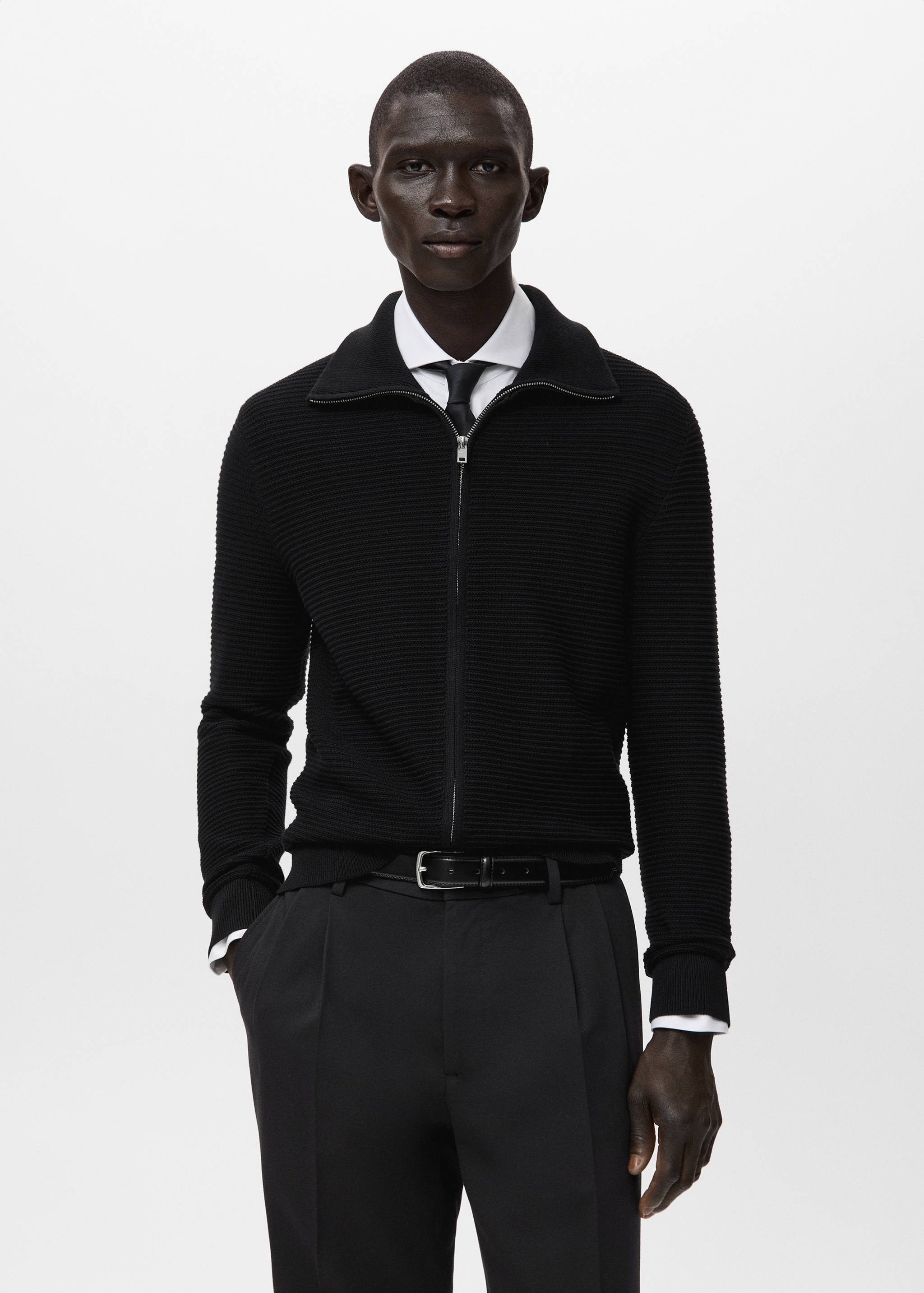 Cárdigan punto estructura cremallera - Plano medio