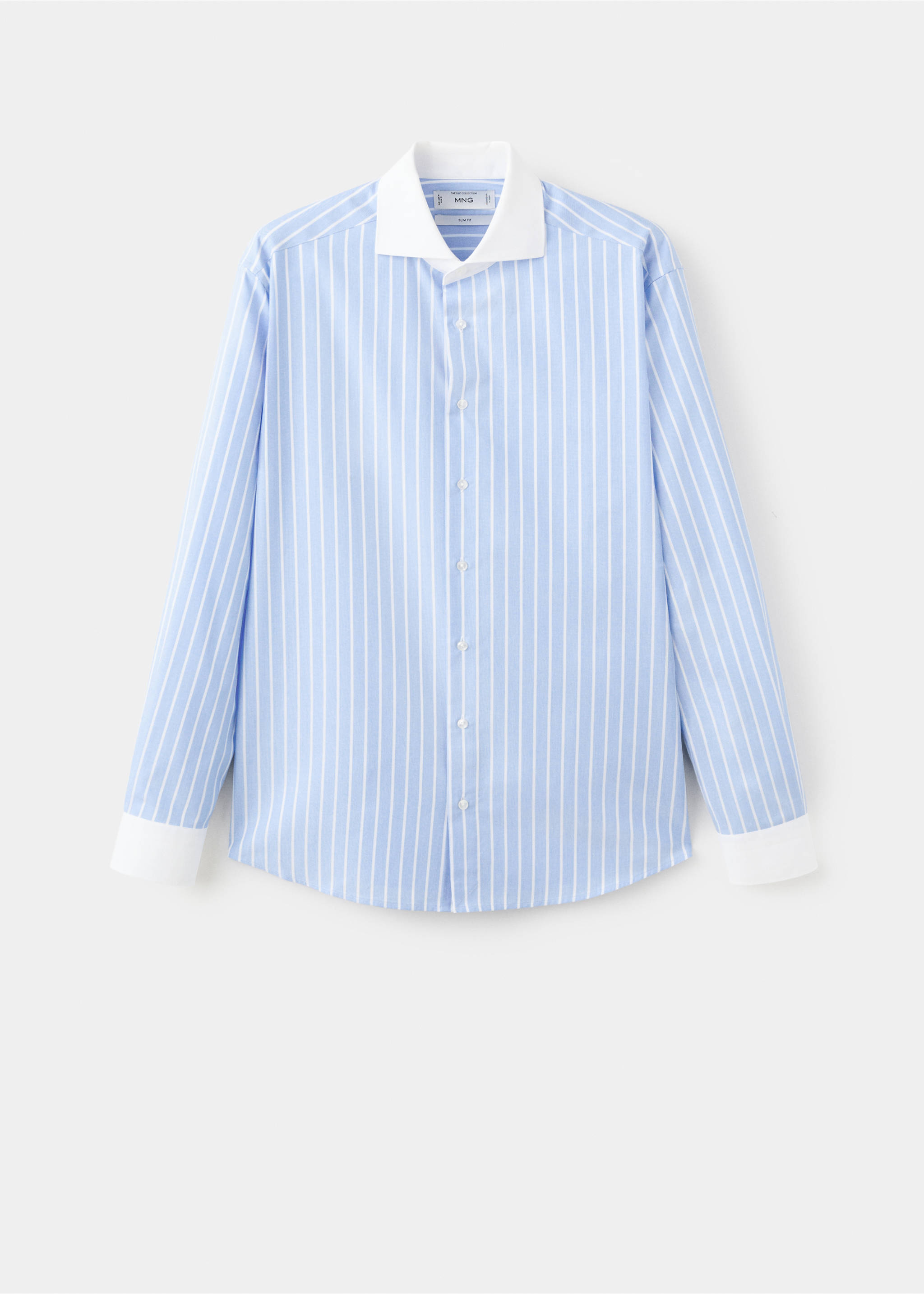 Striped-print slim-fit suit shirt - Article without model, Sky Blue. Ref: 27081260-00.