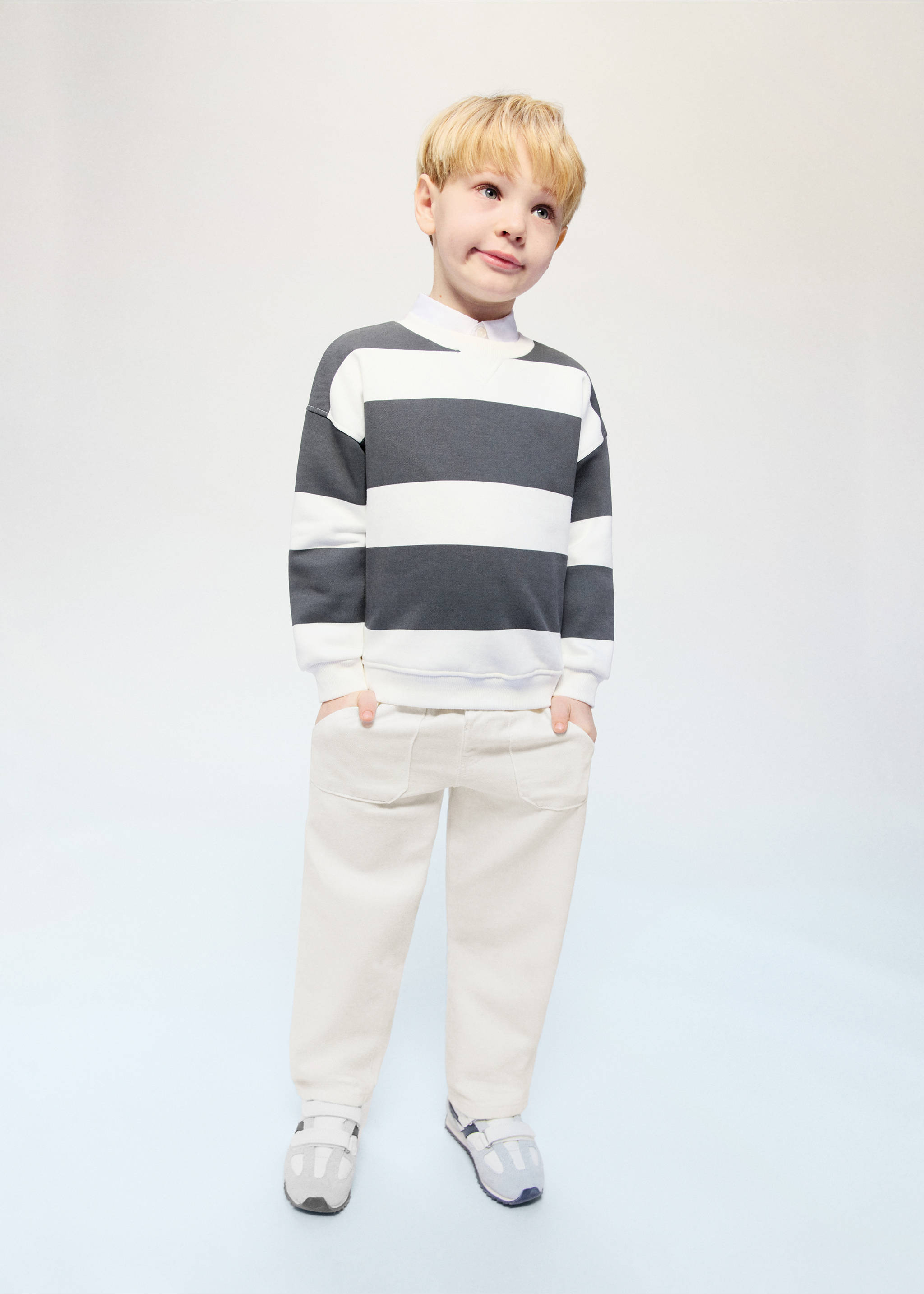 Jeans rectos cintura goma - Plano general, Blanco. Ref: 27081261-00.