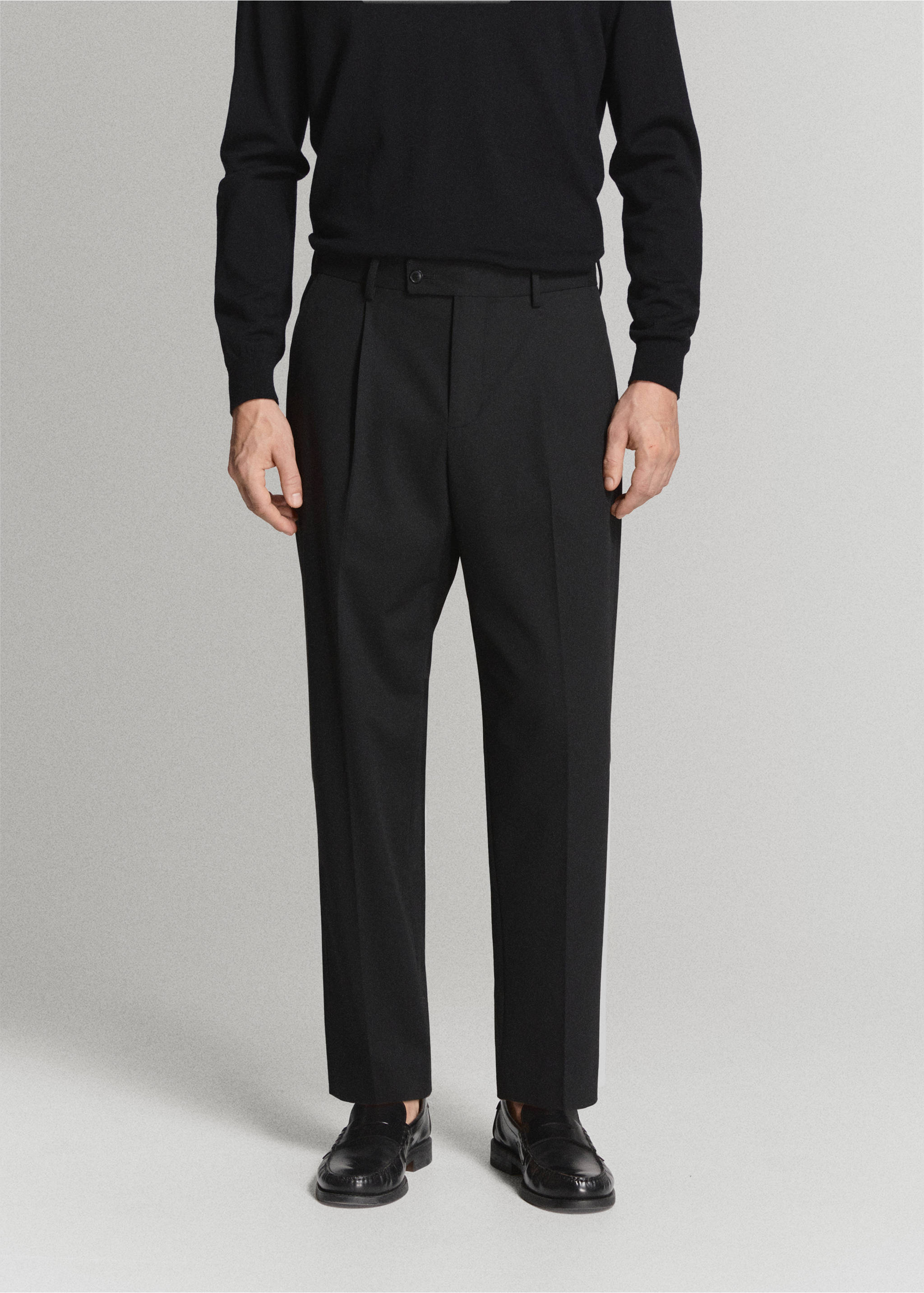 Pantalón traje Boston regular fit - Plano medio, Negro. Ref: 27081262-01.