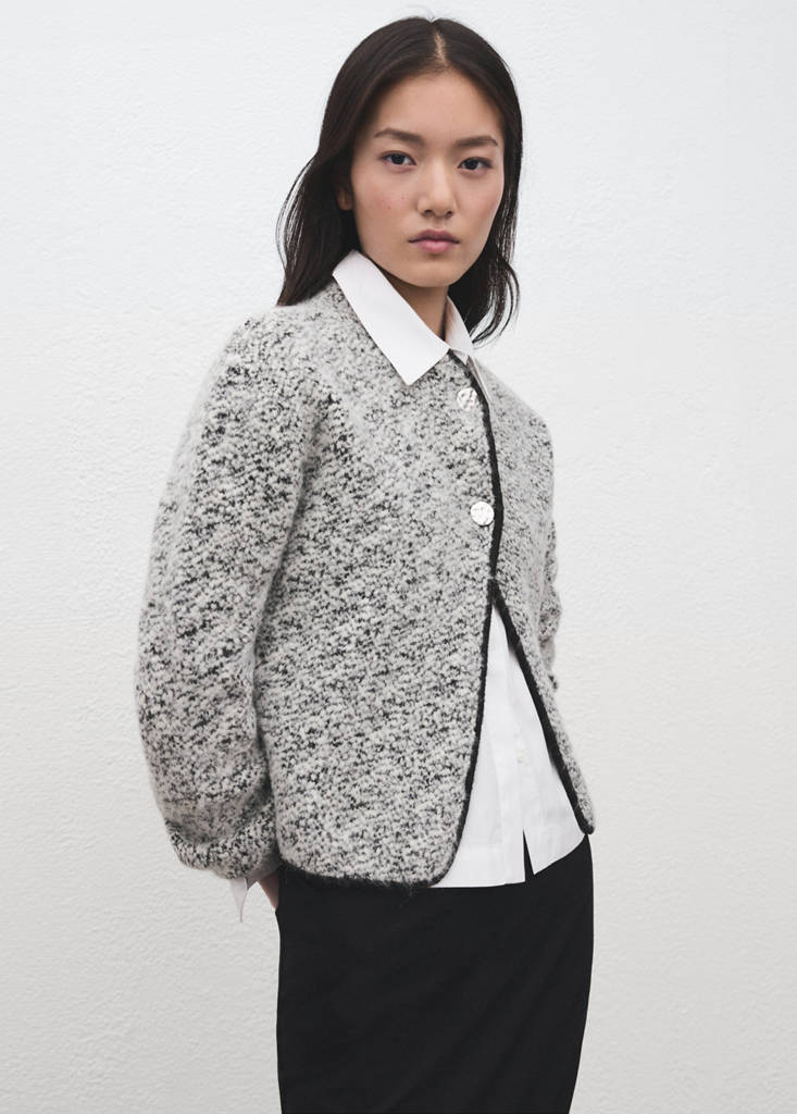 Flecked cotton-blend jacket — Black