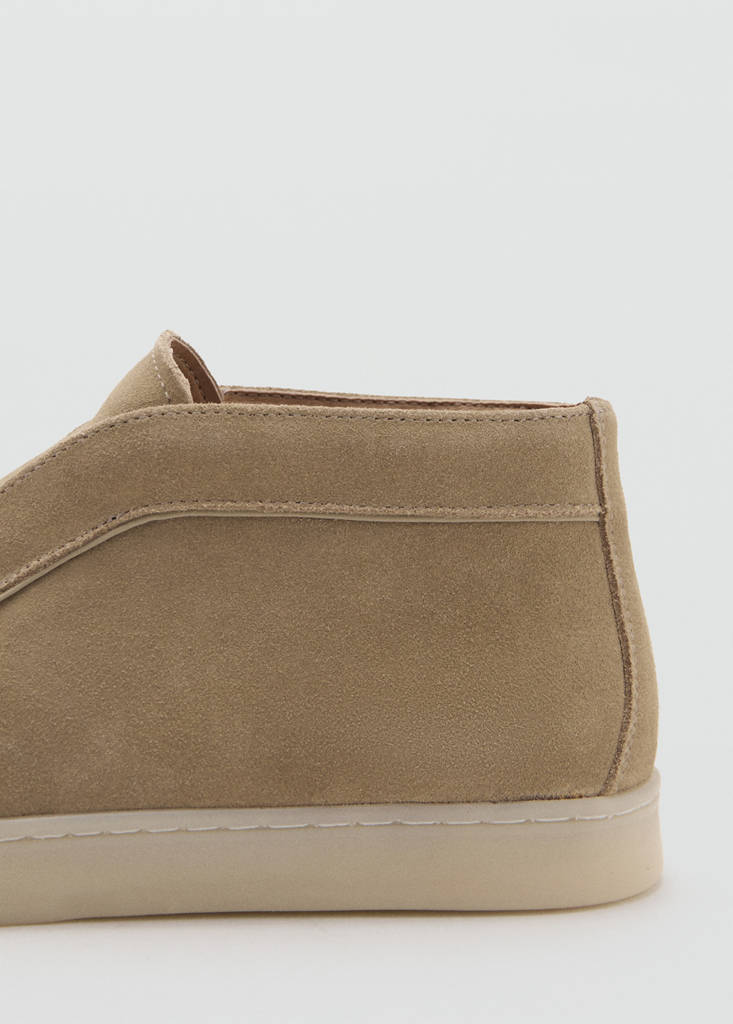 Suede leather sporty ankle boot — Sand
