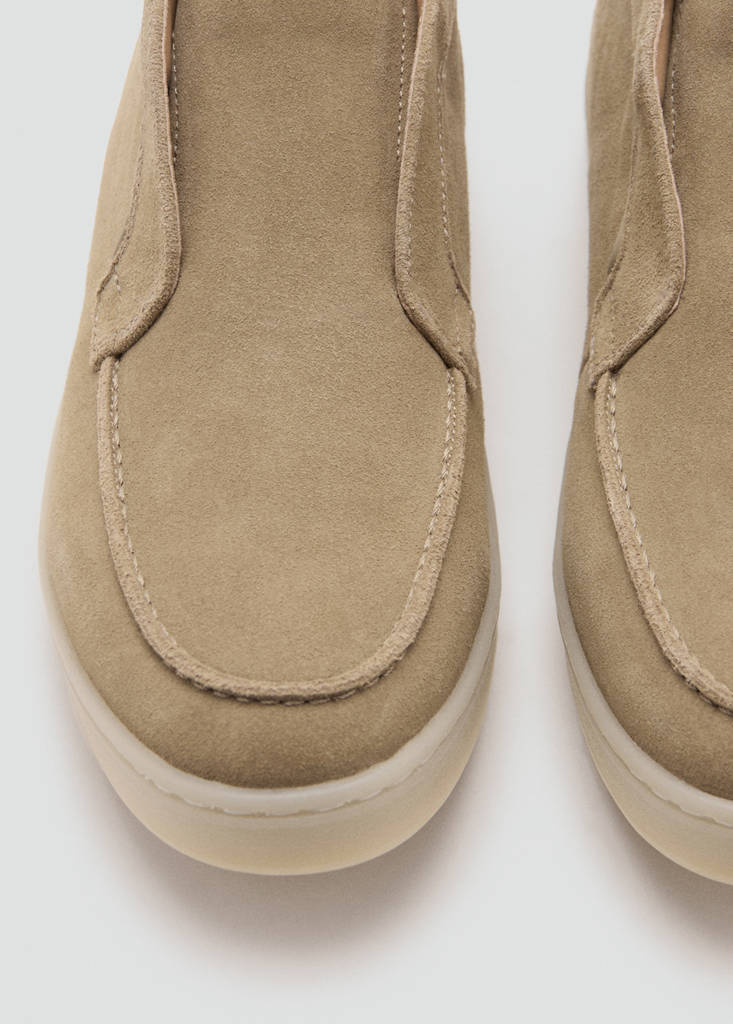 Suede leather sporty ankle boot — Sand
