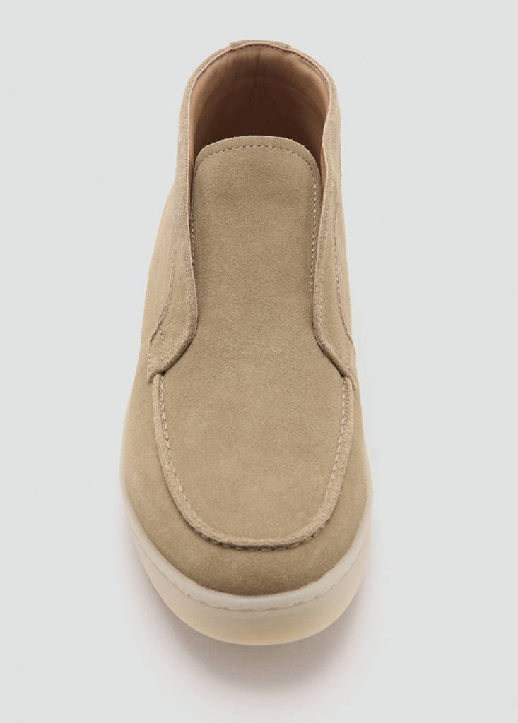 Suede leather sporty ankle boot — Sand
