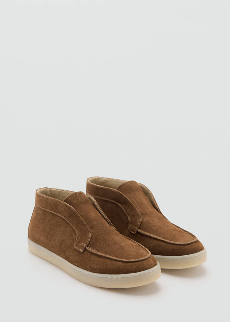 Suede leather sporty ankle boot — Brown