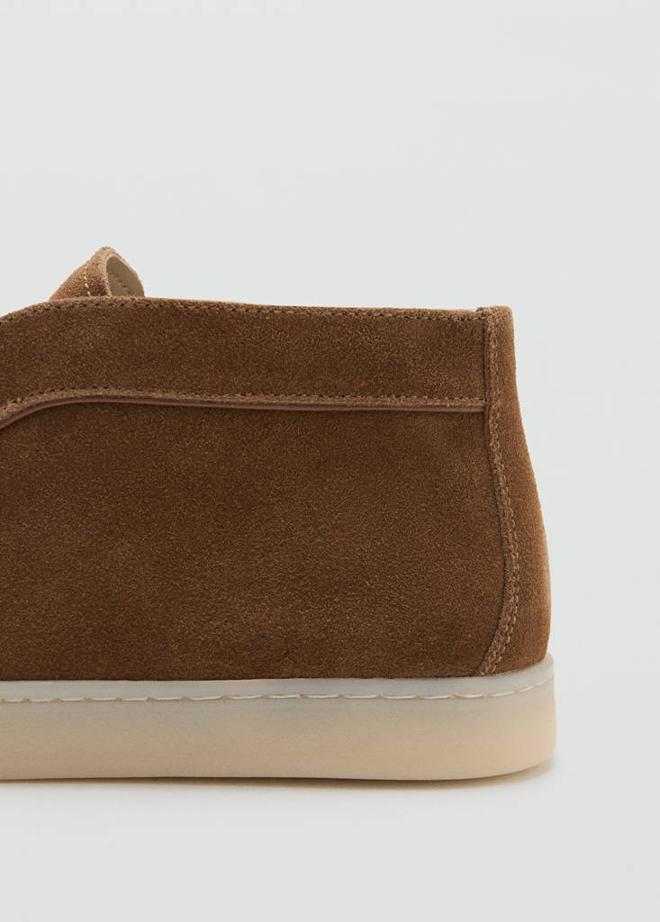 Suede leather sporty ankle boot — Brown