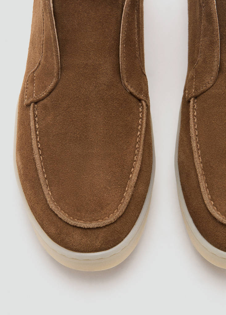 Suede leather sporty ankle boot — Brown