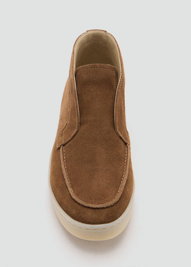 Suede leather sporty ankle boot — Brown