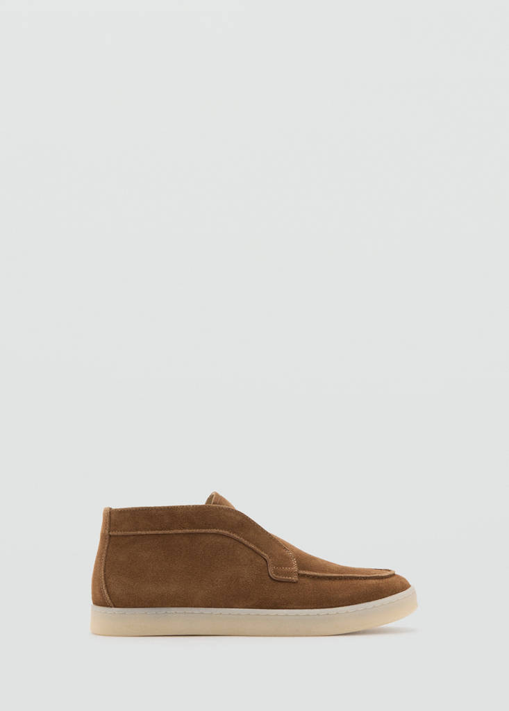 Suede leather sporty ankle boot — Brown