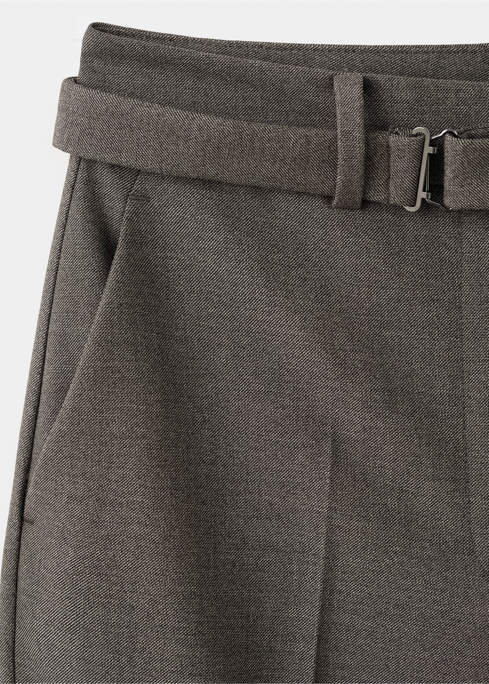 Belt straight-fit trousers - Details of the article 8, Brown. Ref: 27081268-00.