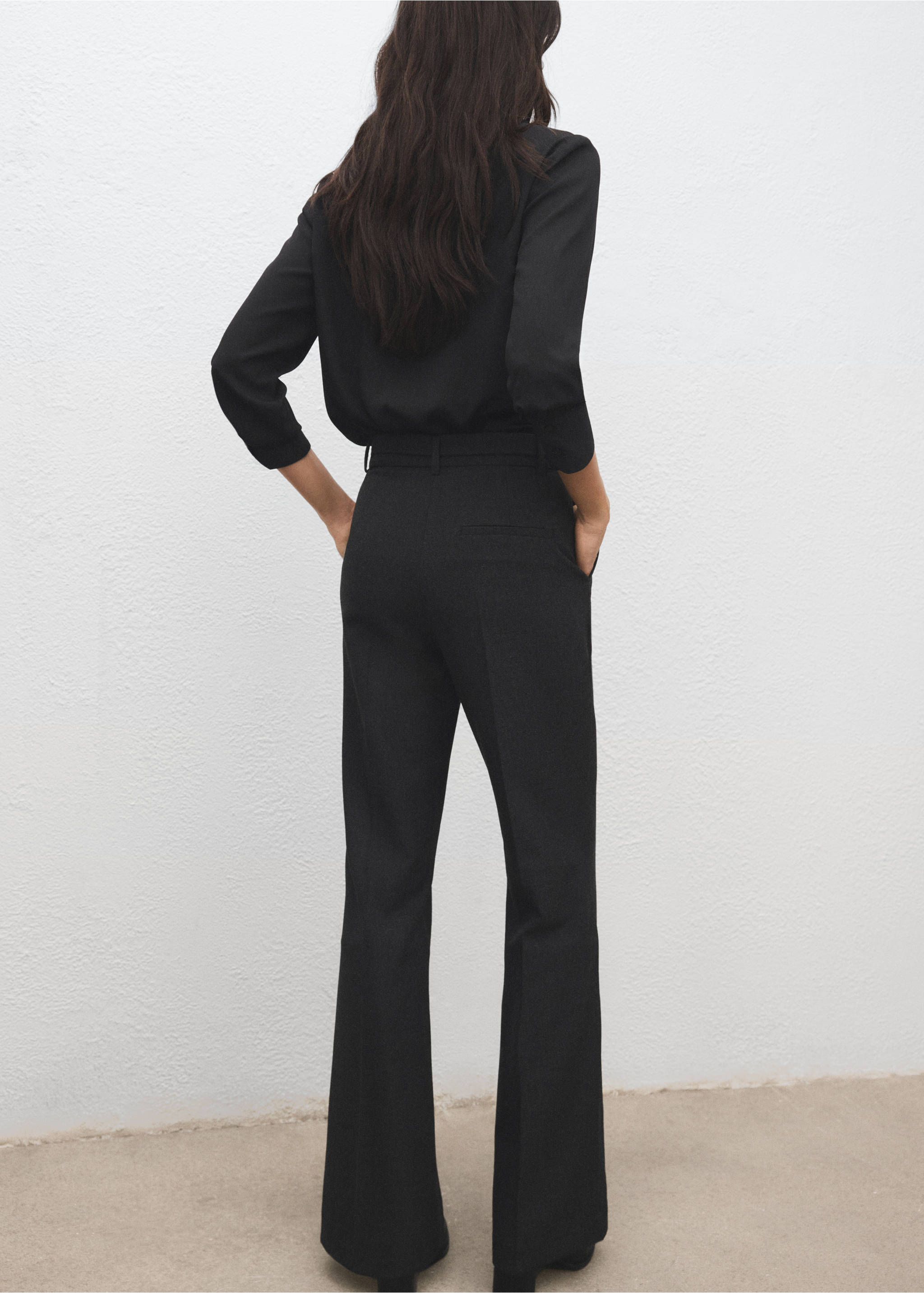 Belt straight-fit trousers - Reverse of the article, Grey. Ref: 27081268-00.