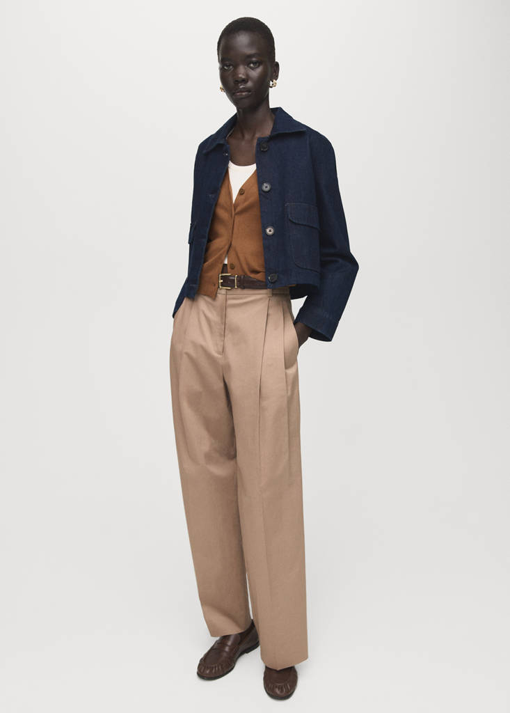 V-neck knitted cardigan — Tobacco Brown