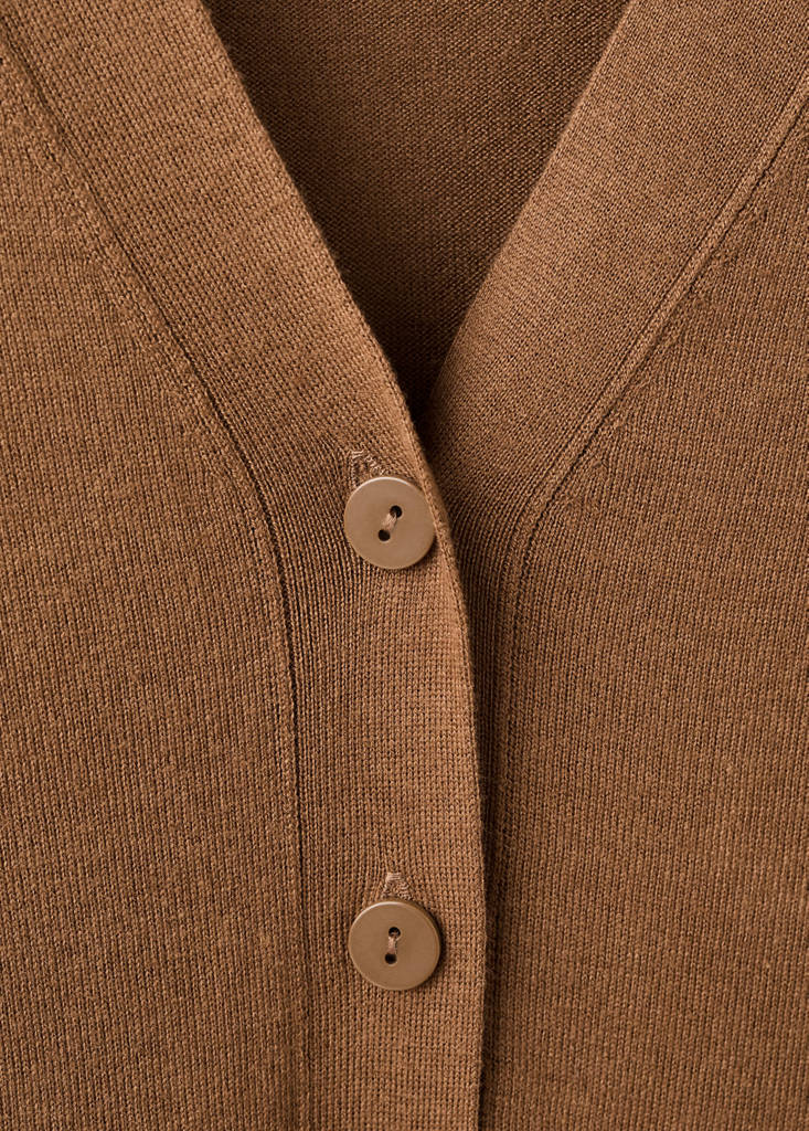 V-neck knitted cardigan — Tobacco Brown