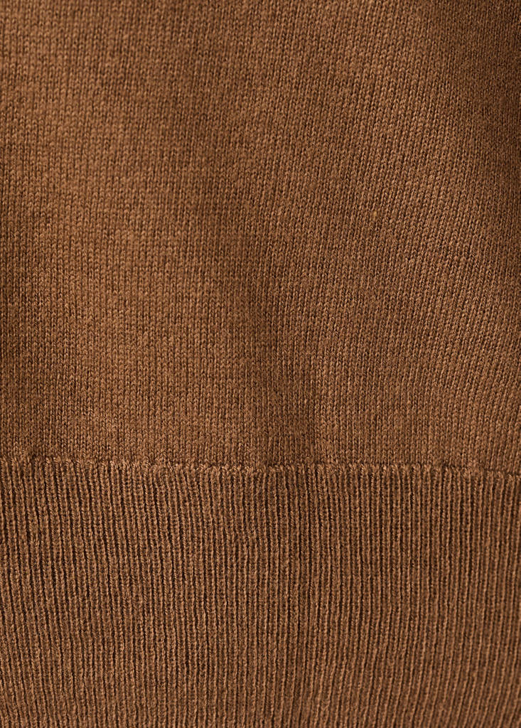 V-neck knitted cardigan — Tobacco Brown