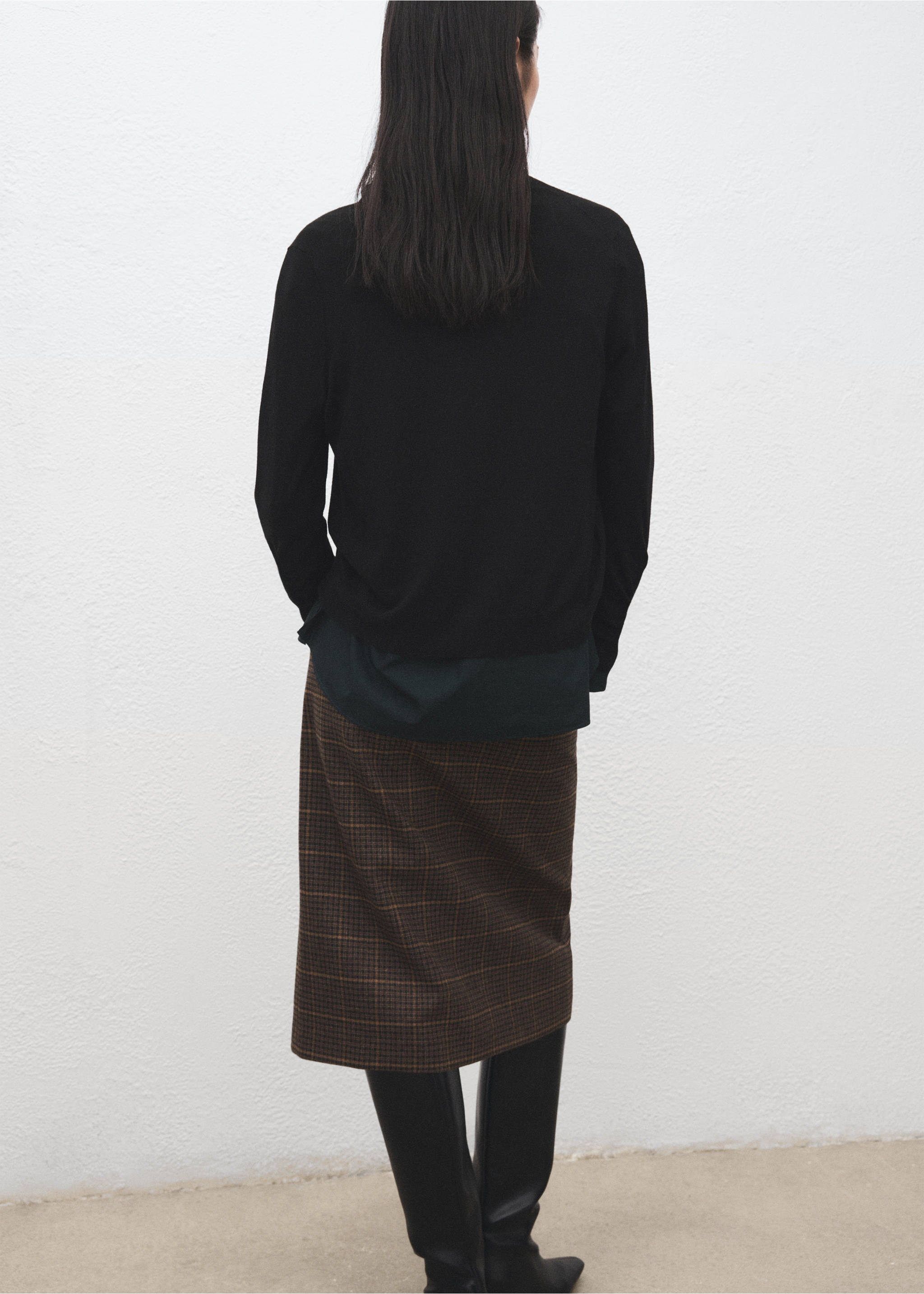 V-neck knitted cardigan - Reverse of the article, Black. Ref: 27081269-00.