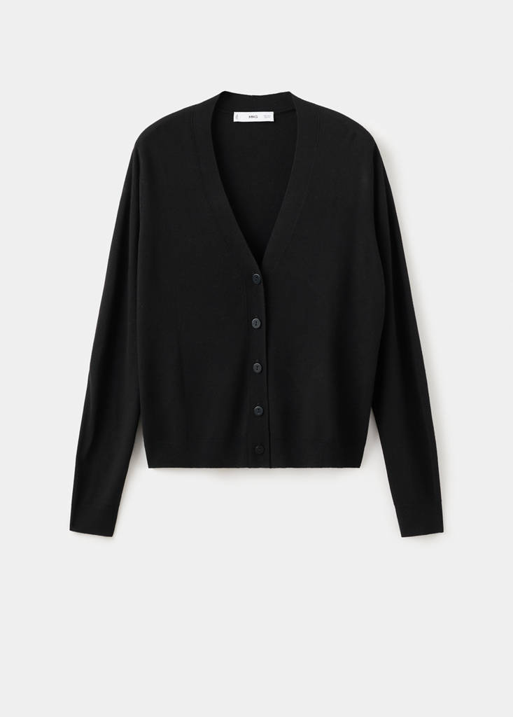 V-neck knitted cardigan — Black