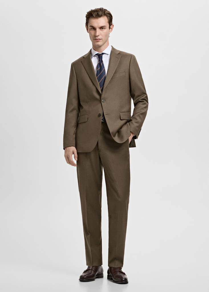Turin 100% wool suit trousers — Brown