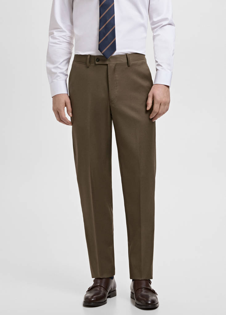 Turin 100% wool suit trousers — Brown