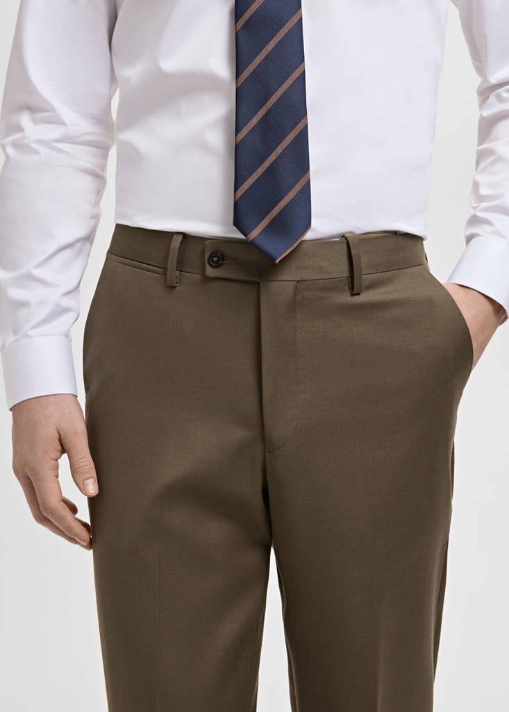 Turin 100% wool suit trousers — Brown
