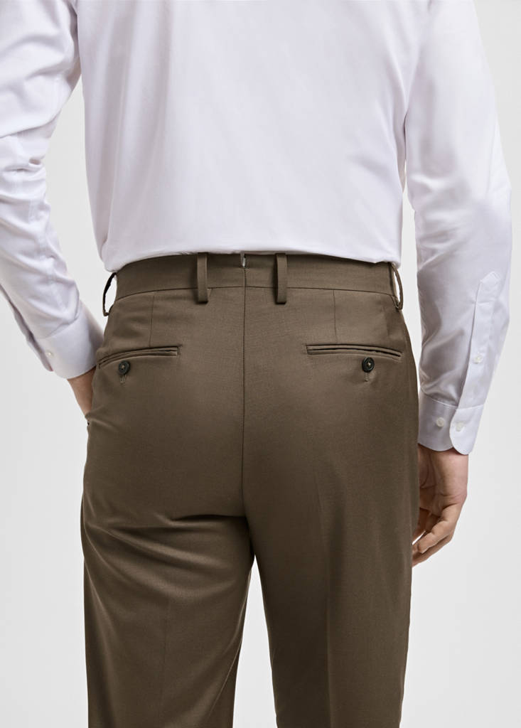 Turin 100% wool suit trousers — Brown