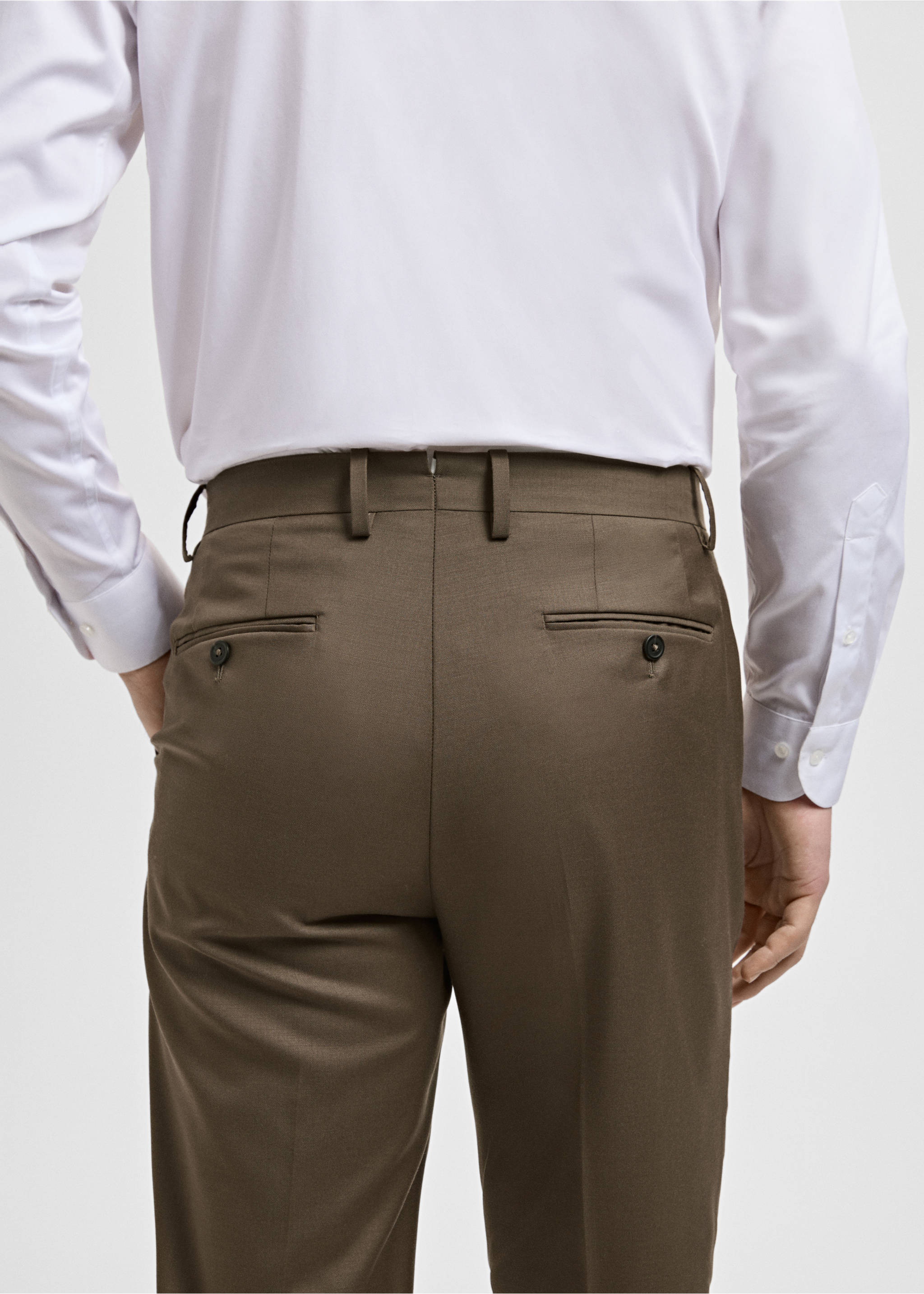 Pantalón traje Turín 100% lana - Detalle del artículo 6, Marrón. Ref: 27081271-00.