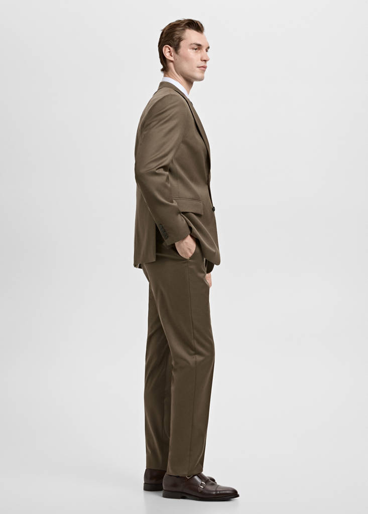 Turin 100% wool suit trousers — Brown