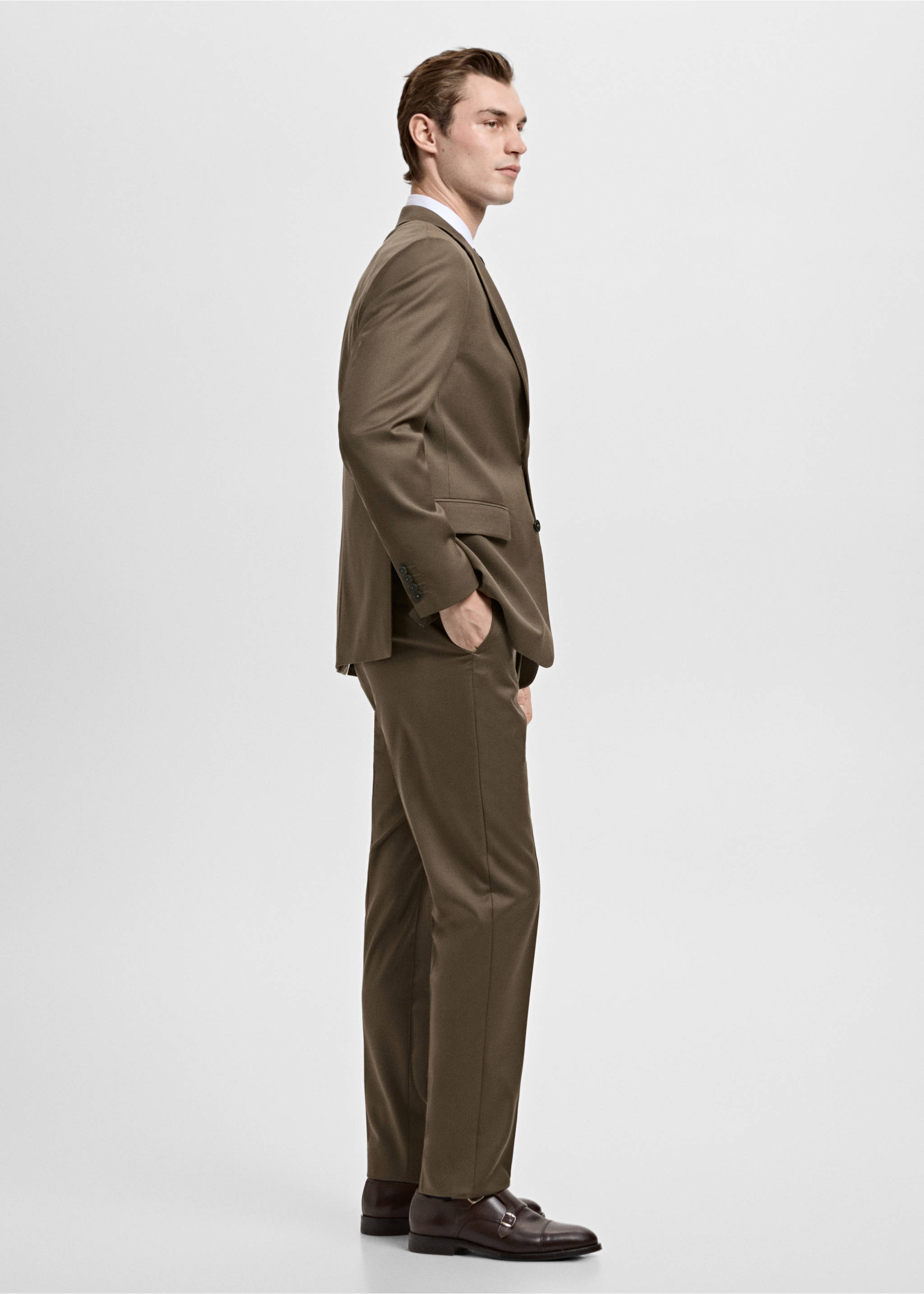 Pantalón traje Turín 100% lana - Detalle del artículo 2, Marrón. Ref: 27081271-00.