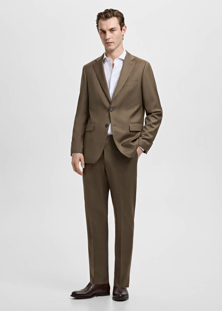 Turin 100% wool suit trousers — Brown