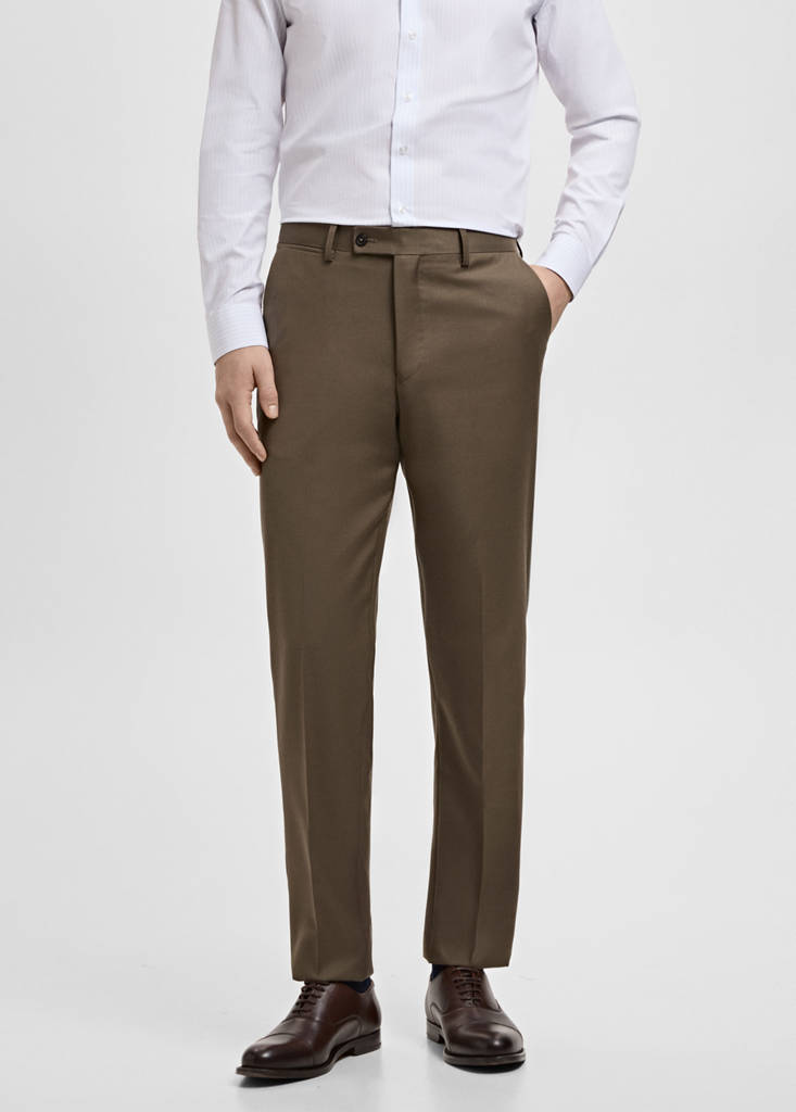 Turin 100% wool suit trousers — Brown