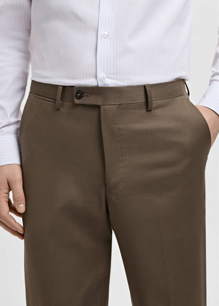 Turin 100% wool suit trousers — Brown