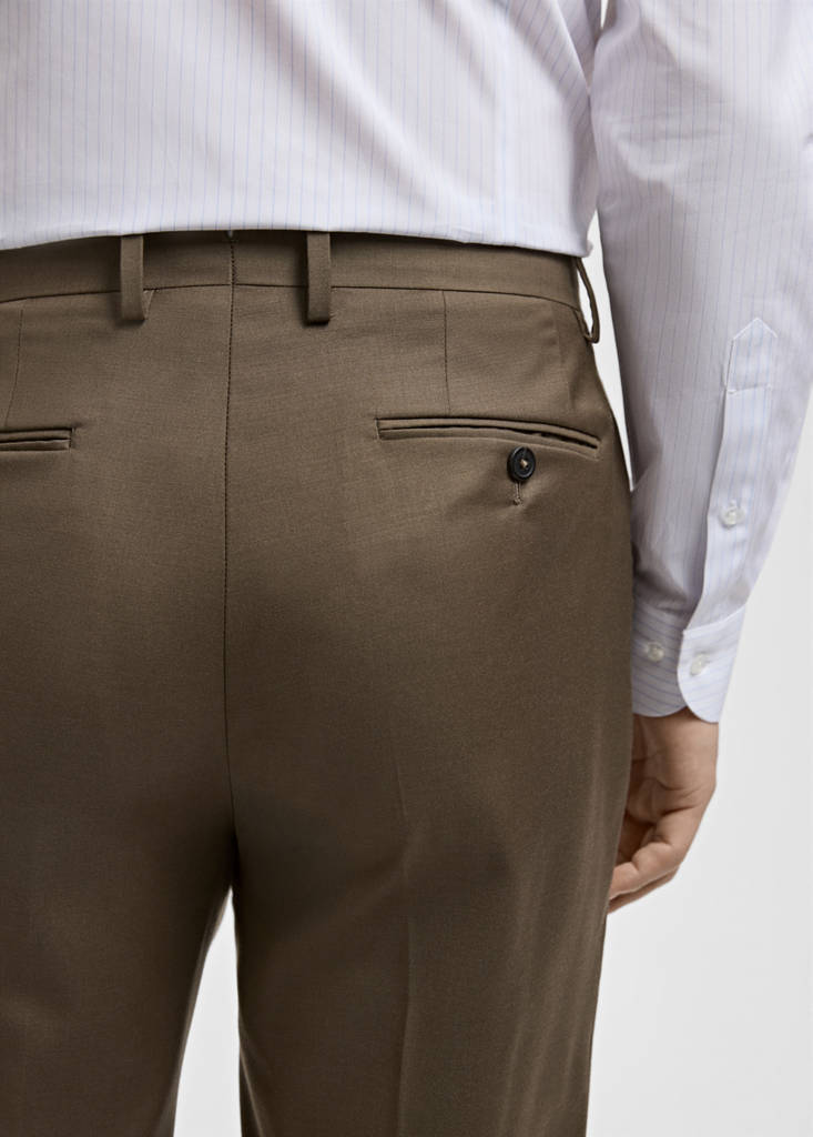Turin 100% wool suit trousers — Brown