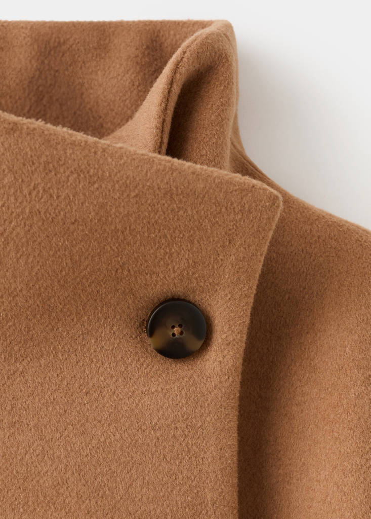 Wool-blend funnel-neck coat — Medium Brown