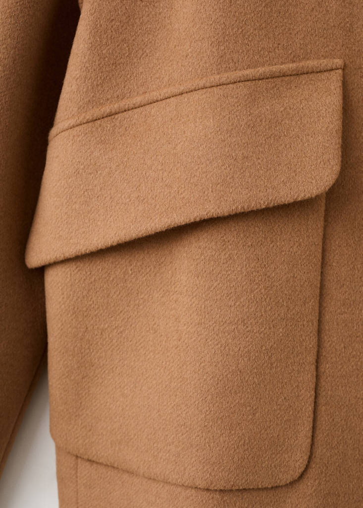 Wool-blend funnel-neck coat — Medium Brown