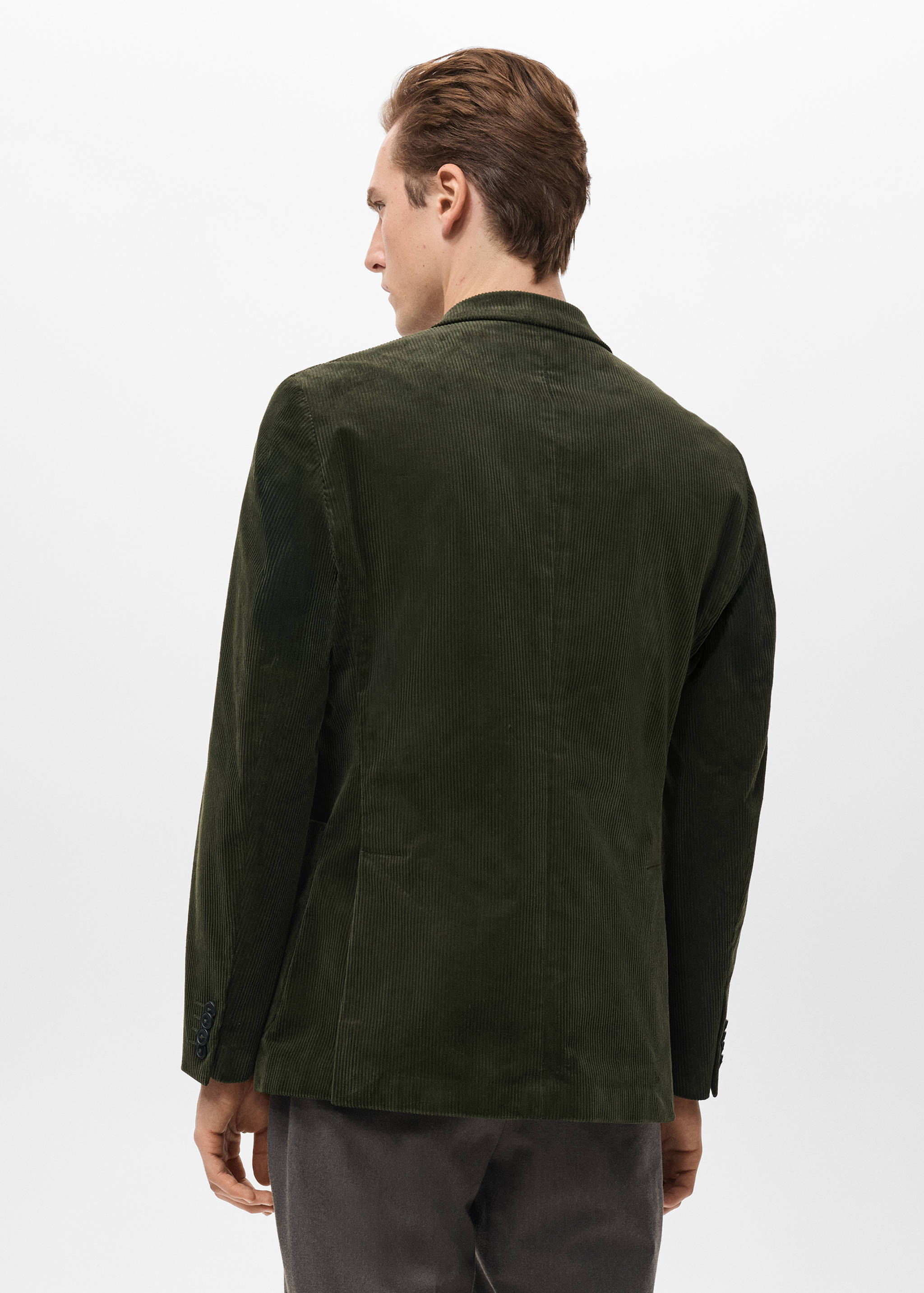 Slim-fit double-breasted corduroy jacket - Reverse of the article