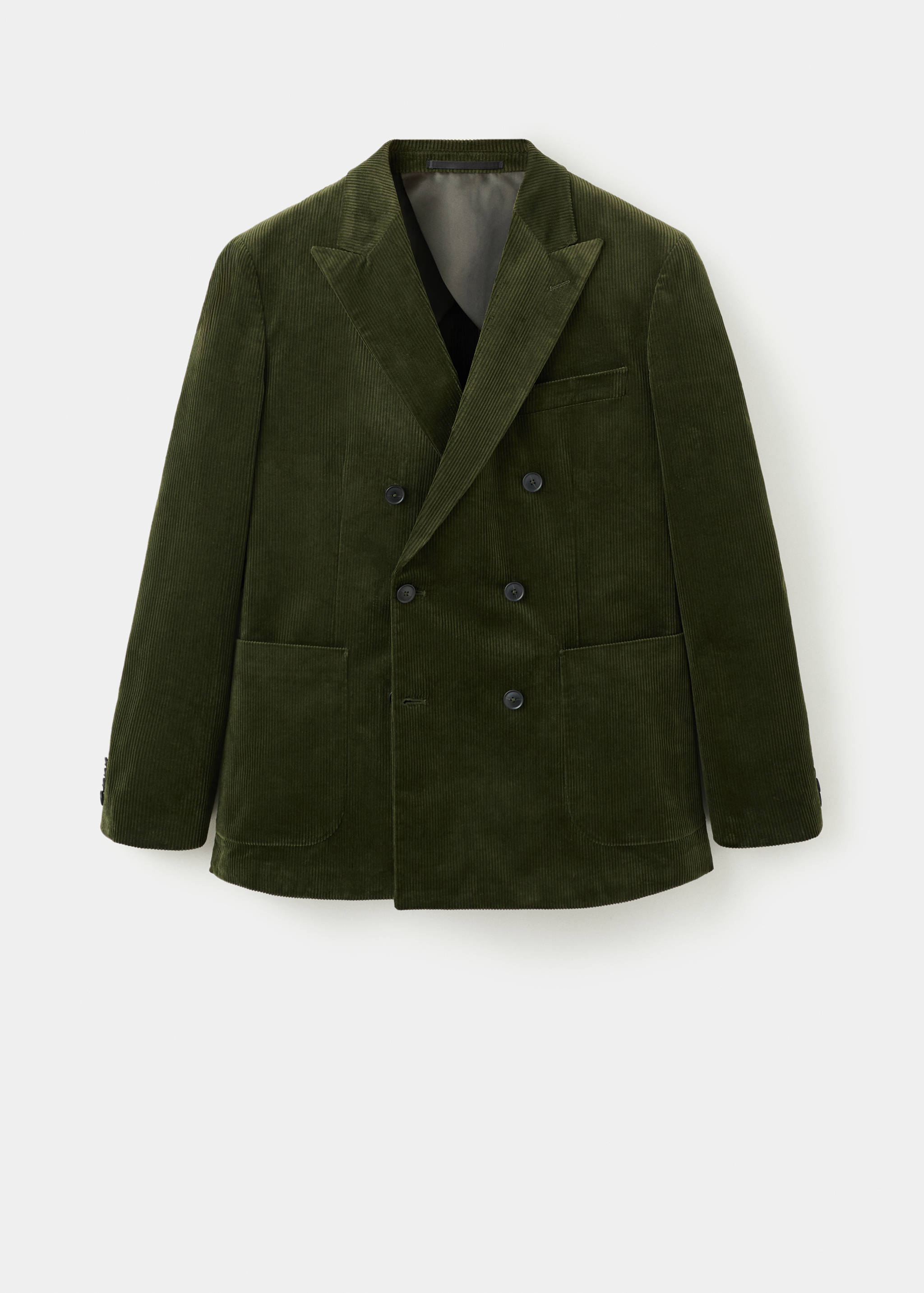 Slim-fit double-breasted corduroy jacket - Article without model