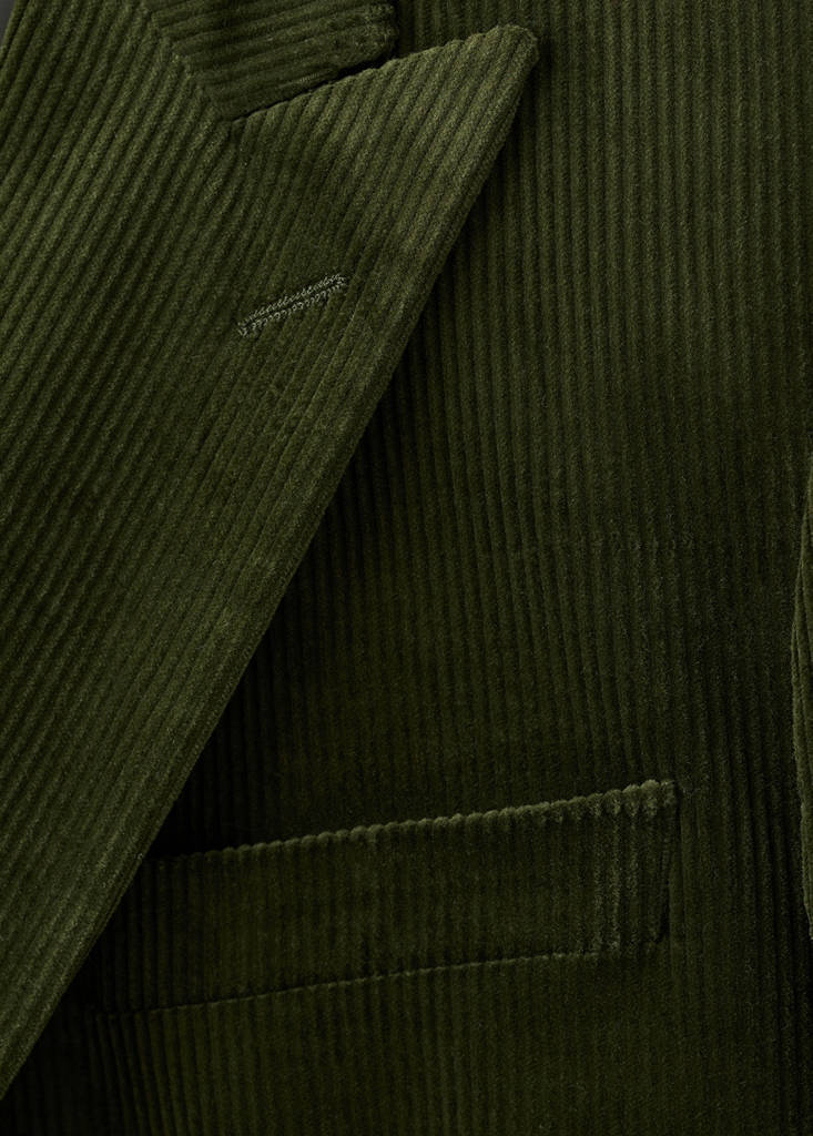 Slim-fit double-breasted corduroy jacket — Green