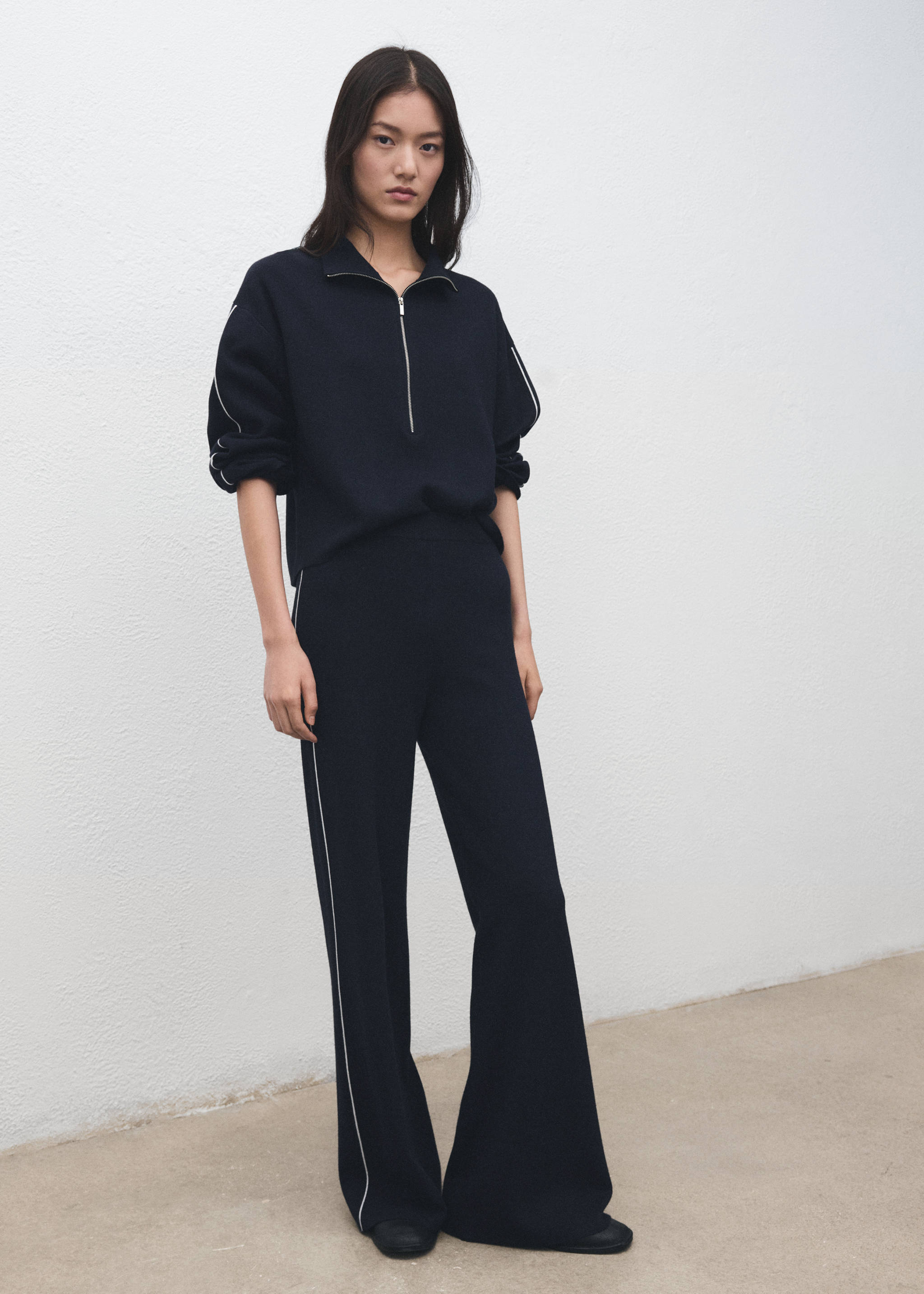 Contrast stripe straight trousers - General plane